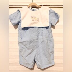Boys Smocked Kids Romper with Embroidered Pony